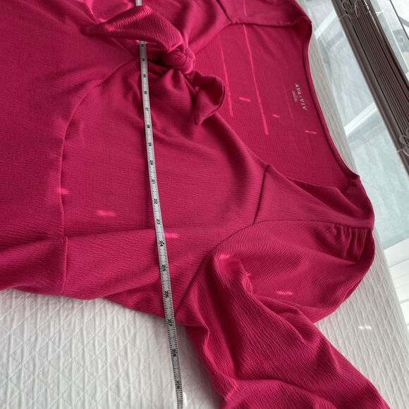 Ava & Viv Pink Long Bishop Sleeve Tie Front Top Sexy Classy Date Plus Size 4X - Picture 8 of 9